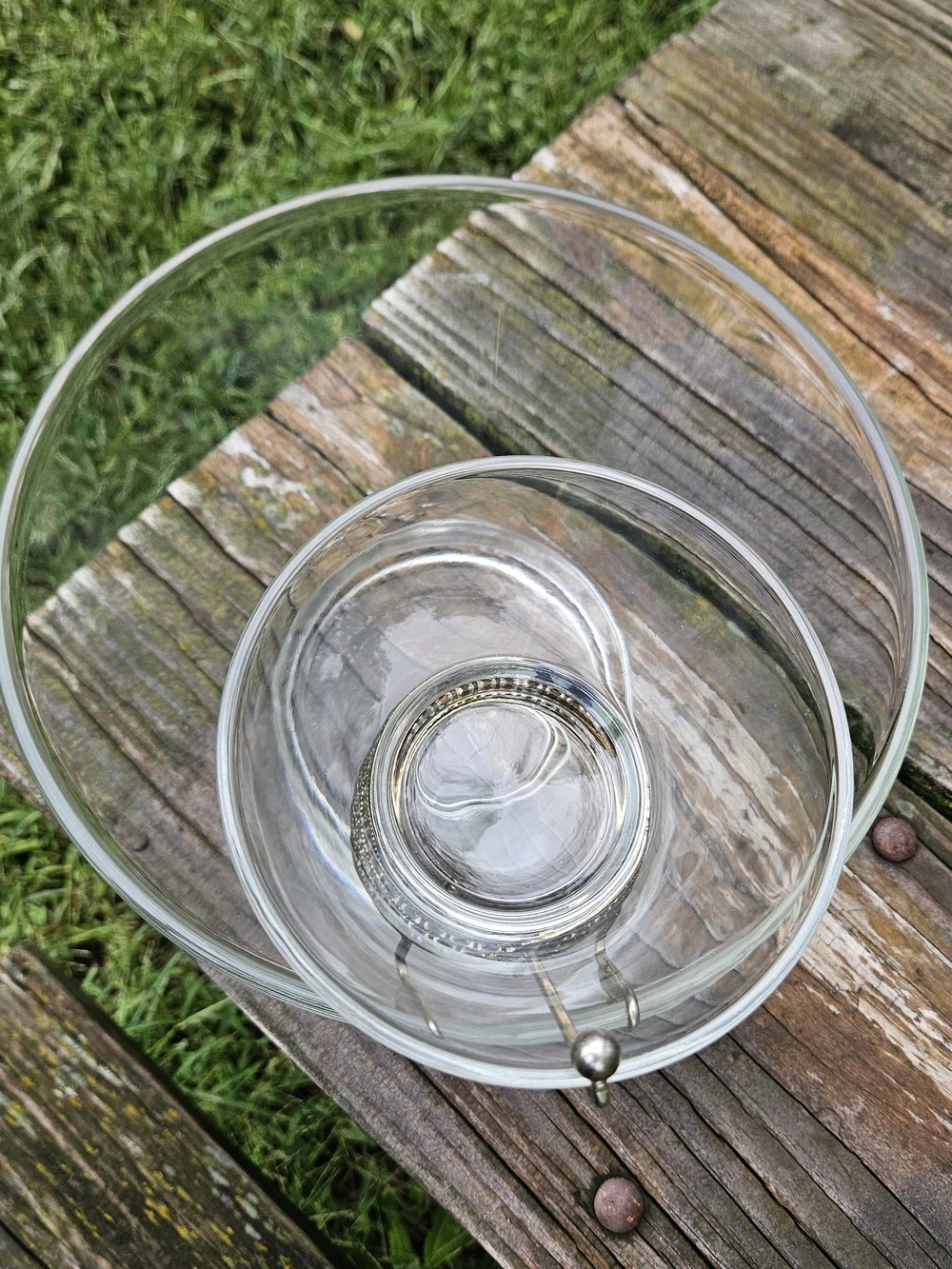 Anchor Hocking Clear Glass Serving Bowl with Gold Accent Dip Dish